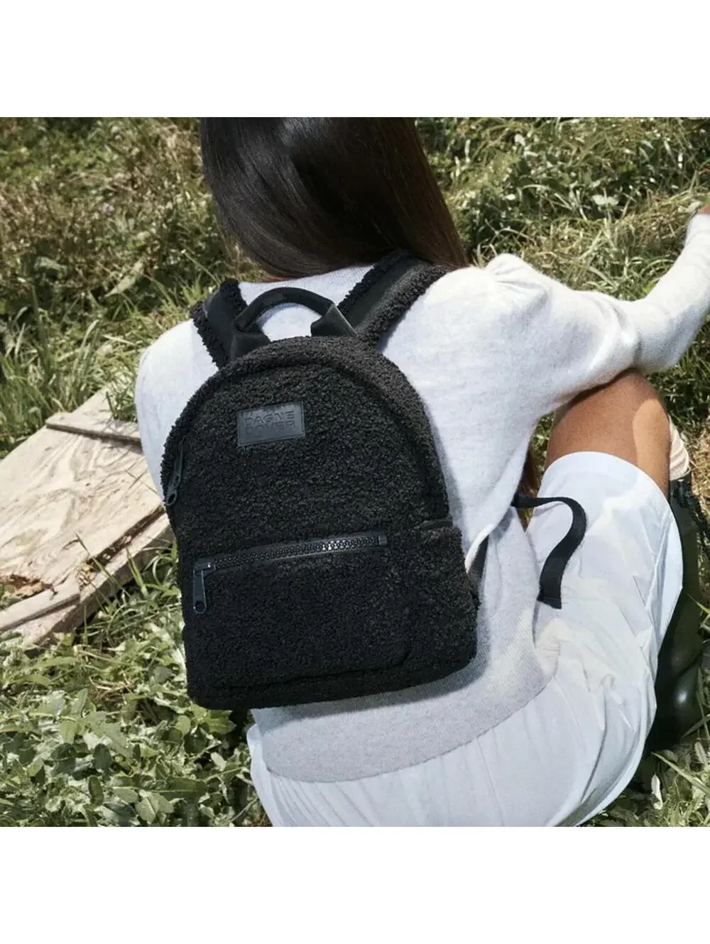 Dagne Dover Dakota Shearling Backpack Limited Edition - Onyx Black NEW Small